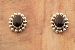 Artie Yellowhorse Black Onyx Sterling Silver Post Earrings